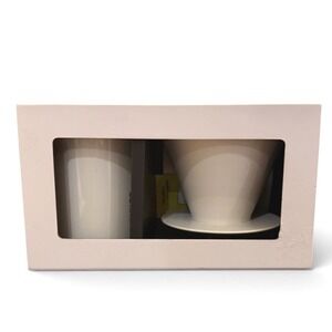 Corkcicle Pour Over Kit White Ceramic Stainless Steel Coffee Gift Set Insulated
